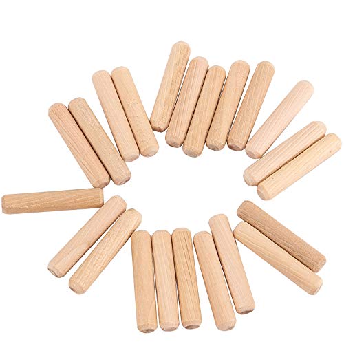HAKZEON 1000 Pieces 5/16" x 1 1/2" Wood Dowel Pins Fluted Wooden Dowel Pins with Beveled Ends, Hardwood Made Tapered Wooden Dowel Pin Easy to Insert for Woodworking DIY Projects