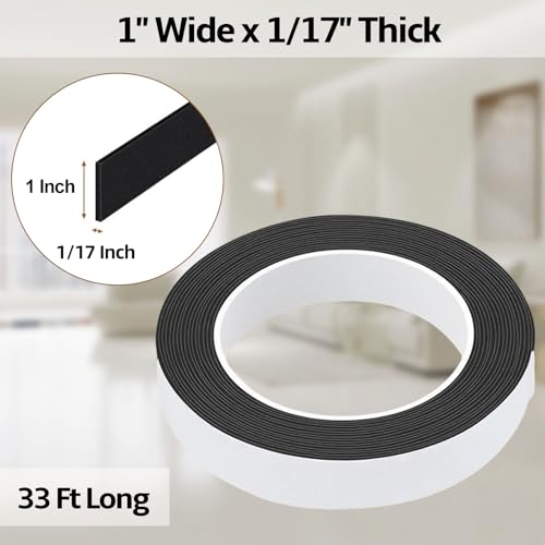 Foam Weather Stripping Door Seal,1 Inch W x 1/17 Inch T x 33 Feet Window Sealing Tape，Single-Sided Self-Adhesive Insulation Sealing Strip,Black - color: Black, size: 1 IN x 1/17 IN x 33FT