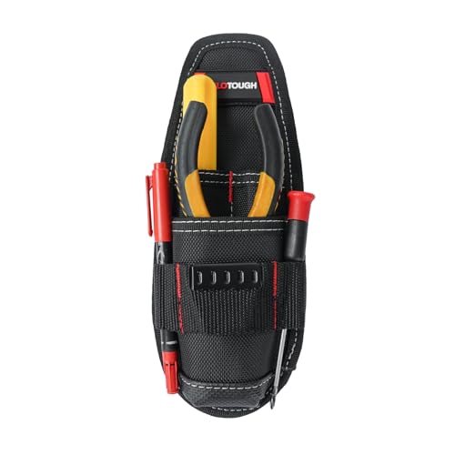 MELOTOUGH Small Tool Pouch with Belt Clip Technician's Clip on Tool Pouch,Pocket Belt Holster Mini Electrican Holder with Sanp Clip (2PACK) - color: Small Tool Pouch with Red Color