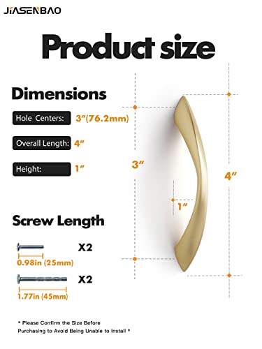 Brushed Gold Cabinet Pulls 3 Inch Arch Twisted Brass Handles Drawer Kitchen Cupboard Bathroom Dresser Cabinet Hardware Zinc Alloy 20 Pack - color: Brushed Gold, size: 3 Inch Hole Centers