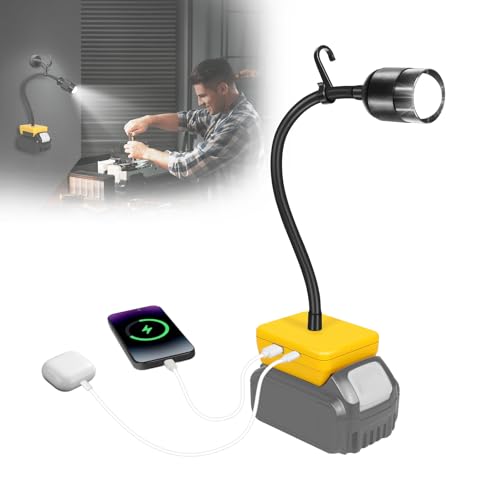 LED Rechargeable Work Light Compatible with Dewalt 20V Battery - 30W 9000LM - color: Black
