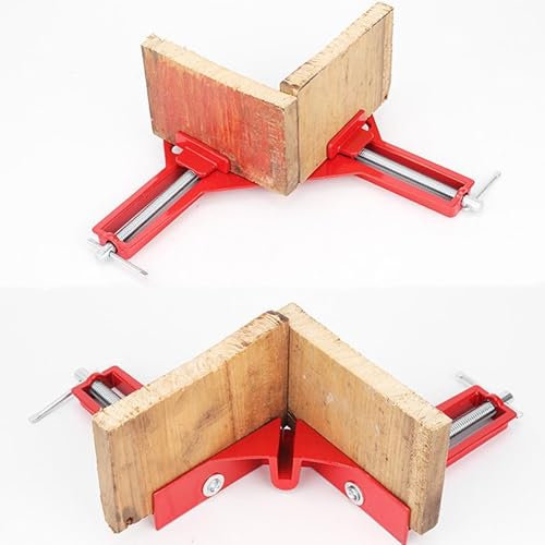 FUNSUEI 6 PCS 90 Degree Corner Clamp Set, Right Angle Clamps, Steel Corner Clamps for Woodworking Right Angle Clip Fixer for Glass Holder, Picture Frame, Hand Tools, Red