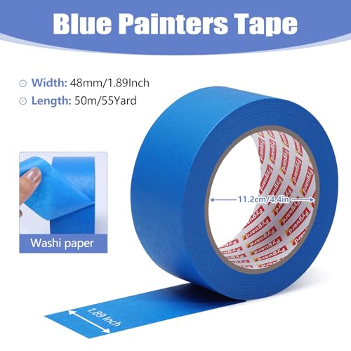 18Rolls Painters Tape 2 Inch Wide Bulk Blue Painters Tape for Wall Painting - size: 18rolls/2in（L)