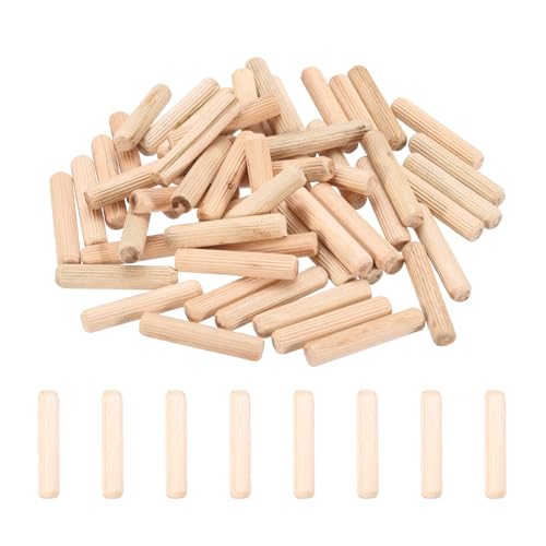 PATIKIL 95 Pcs Wood Dowel Pins 3/8" x 2" Fluted Wooden Dowels Hardwood Pegs for Woodworking Furniture DIY Crafts Projects Door Art - size: 3/8" x 2"