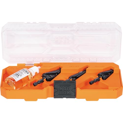 Klein Tools QRST3PC 3-Piece Impact Step Drill Bit Set with Cutting Oil/Lubricant and Modular Case, 1/2 to 7/8-Inch, Quick Release Hex Shank - size: 3-Piece Set (Small), style: Quick Release