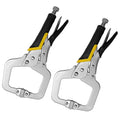 Anxingo 2 Pack 11 inch C-Clamp Locking with Swivel Pads Heavy Duty Pliers for Craftsmen Home Workshop, Metal Face Clamps - size: 2 × 11"