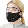 KISSOURBABY Cycling Mask with Eye Shield Reusable Mesh Cover with Breathing Valve for Wind Dust Splashes Black - color: Black