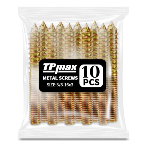 TPmax 10 Pack 3/8-16 x 3 Inch Hanger Bolts Double Headed Bolts Self-Tapping Screw Hanger Bolts for Furniture (3/8-16" x 3") - size: 3/8-16" x 3"