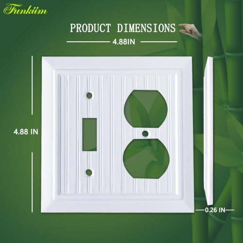 Pure White Classic Beadboard Wall Plates,Light Switch Covers,Electrical Outlet Covers, Switch Plates of Various Combination, Nature Bamboo Fiber Wall plate(2 Gang Toggle/Duplex 2 Pack) - style: 2 Gang Toggle/Duplex 2 Pack