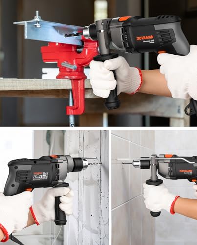 DOVAMAN 7.5A Corded Hammer Drill, 1/2'' Impact Drill
