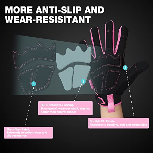 WORKPRO Safety Work Gloves, Mechanic Working Gloves for Men Women, Touch Screen, Terry Fabric, Non-Slip - size: Medium (Pack of 1)