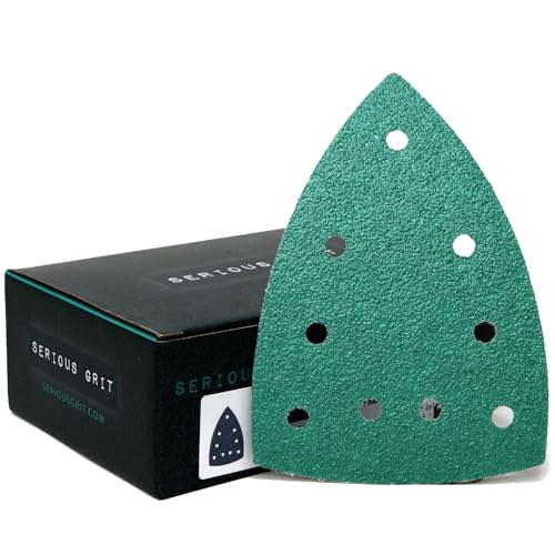 Serious Grit - 4" x 6" Delta P40 Grit Sanding Sheets - 25 Pack Box | Fits Festool DTS 400 & Mirka DEOS Delta Sanders - Heavy-Duty Hook & Loop Wet/Dry Film Sandpaper for Detail Work - size: 40 Grit