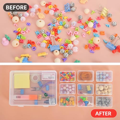 45 Pieces Bead Organizer Boxes, Medium Clear Plastic Storage Container with Labels, Large Craft Case Ideal for Big Beads Jewelry Making Supplies DIY Bracelets Screws Seeds Mini Tools and Small Parts - size: 3 Pack 45 Pcs 3.1" x 2.2" x 1.2"