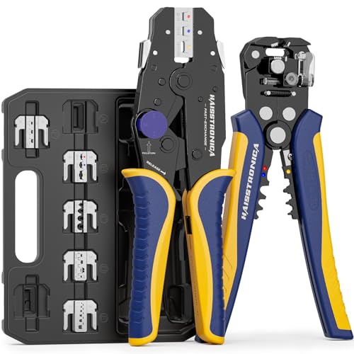 haisstronica 8PCS Quick Change Crimping Tool Kit, 6 Dies, Stripper