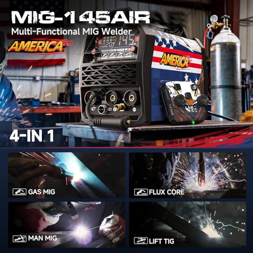 ANDELI 4-in-1 MIG Welder with 2.4GHz Wireless Remote 145A，110V/220V - color: Blue2