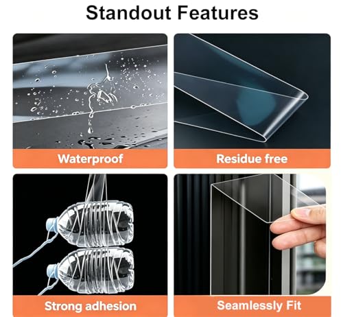 Window Sealing Tape 2 Inch x 33 FT Transparent Window Draft Insulation Residue-Free Clear Weather Stripping Caulk Tape Windproof Weatherproof Window Seal AC Units for Window Glass, Doors Gaps - size: 2 IN - 33 Ft Clear