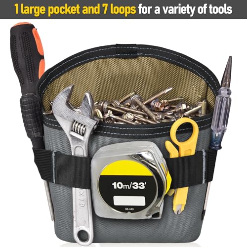 Tool Pouch Nails Screws Bag with Belt Clip (XL, Gray) - color: gray