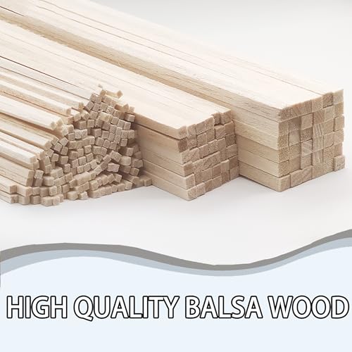 222Pcs Balsa Wood Sticks - size: 1/8" + 3/16" + 1/4" 222pcs