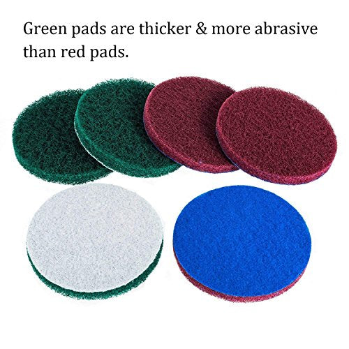 20 Pieces Scrub Pads Drill Power Brush Tile Scrubber Scouring Pads Cleaning Kit Including 2 Kinds of Abrasive Buffing Pads Replacement for Home Kitchen House Indoor Outdoor Cleaning (5 Inch) - size: 5 Inch