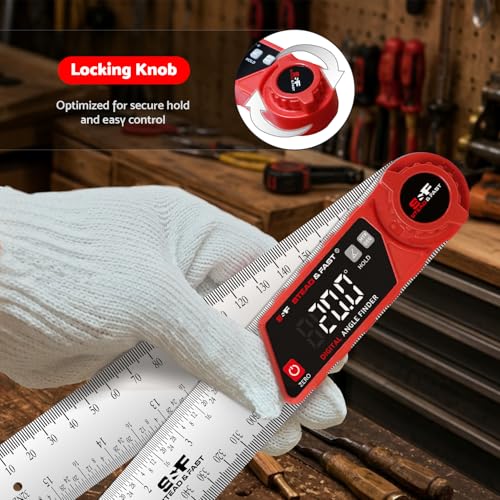 S&F STEAD & FAST Digital Angle Finder with Case & Lock, 7 Inch / 200 mm - color: Black