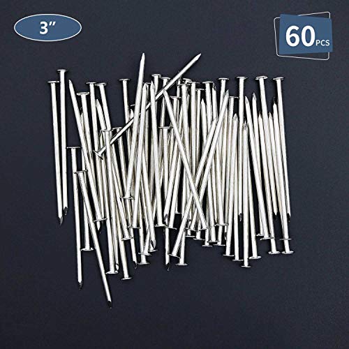 JEGONFRI 60PCS 3" Nickel Plated Flat Head Nails for Hanging, Wood Nails - color: Silver, size: 3 In , 60 Pcs