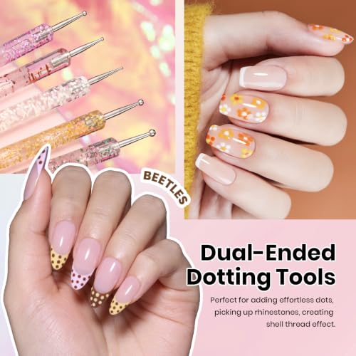 Beetles Nail Art Brushes, 25pcs Nail Art Pens Daul Ended Dotting Tools - color: C - Clear-25