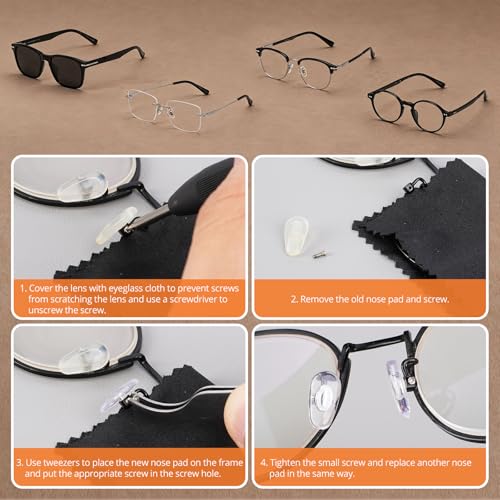 JOREST Eyeglass Repair Kit, Sunglasses/Glasses Repairing Tool including Small Screws, Nose Pads and Screwdrivers, Eyeglass Fixing Kit; Christmas gift for people who wear glasses(Men/Women Him/Her)