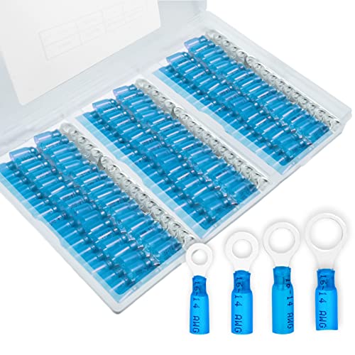 120 PCS Heat Shrink Wire Connectors,14 16 awg Ring Terminals Kit - color: 16-14 AWG