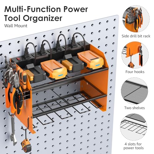 CCCEI Wall Mount Modular Tool Charging Organizer, Orange, 1 Pack, 3 Tier. - color: Orange