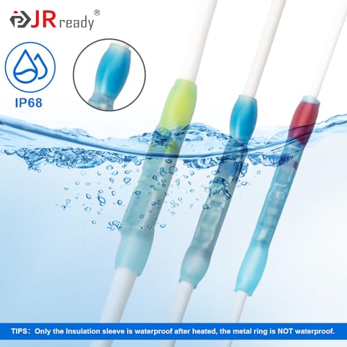 JRready ST6385-16-10 Blue Heat-Shrink Crimp Butt Splice 20-16 AWG (M81824/1-2 Equivalent), Solderless Connector with Alternative Temp. Heat Shrinkable PVDF(-55~150°C) and PE (-55~125°C) Tube - color: 16#Blue-10Sets