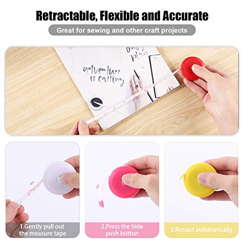 Tape Measure Body Measuring Tape, Retractable 60 Inch Soft Mini Measuring Tape, Small Sewing Fabric Tape Ruler for Cloth Waist Medical Nursing Craft(10 Pack) - color: 10 Colors Package