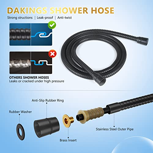 6 Spray Modes High Pressure Handheld Showerhead Set Upgraded - color: Matte Black