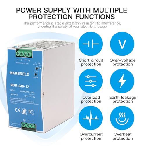 MAKERELE 12V NDR DIN Rail Power Supply 240W - style: 240W-12V