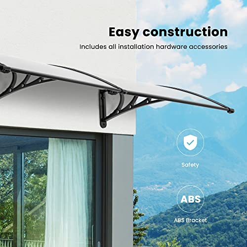 VIVOHOME Polycarbonate Window Door Awning Transparent 38 Inch x 115 Inch - color: Transparent, size: 38 Inch x 115 Inch