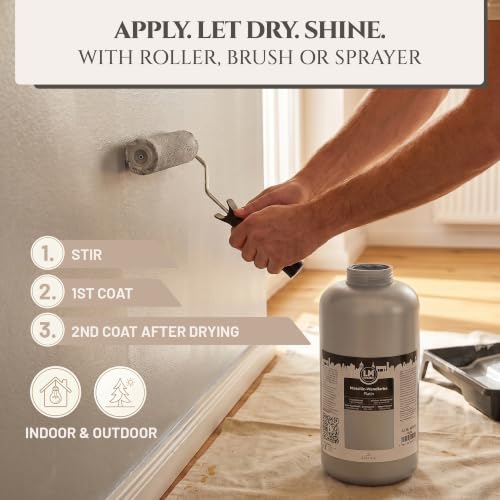 Metallic Wall Paint 67.62 fl oz - Platinum - Stunning Metallic Shine for Stylish Interiors, Easy to Apply, Water-Based, Perfect for Creative Wall Designs & DIY Projects - color: Platinum