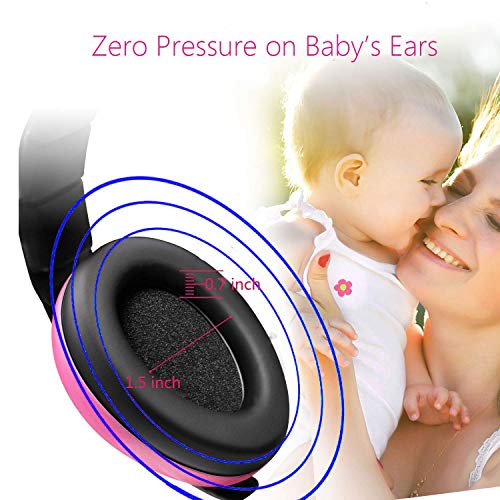 Baby Ear Protection Noise Cancelling Headphones for Kids Noise Reduction Hearing Protection Earmuffs for 0-3 Years Babies, Toddlers, Infant (Redrose) - color: Red