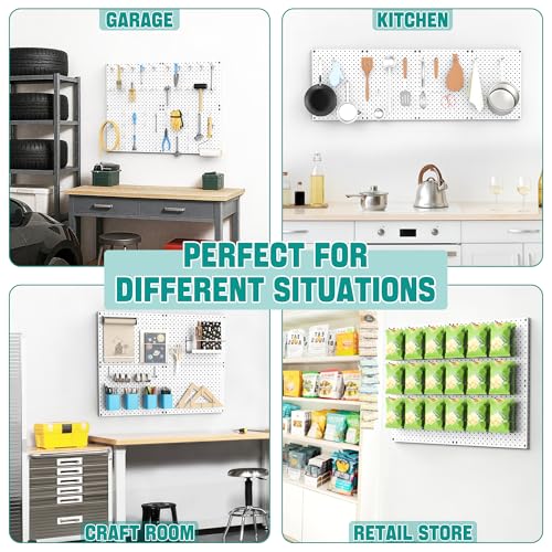 EVERHANGER Metal Pegboard Panels, Heavy Duty Pegboard Wall Organizer - color: White, size: 4pack 12"X16"
