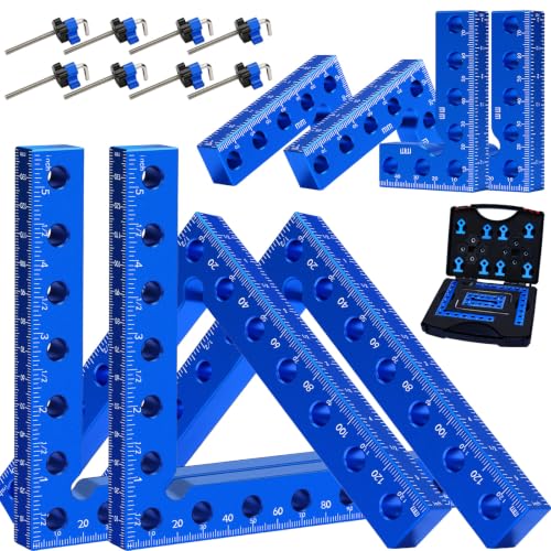 8PCS 90° Corner Clamps for Woodworking, Aluminum Right Angle Kit - size: BLUE 8pcs