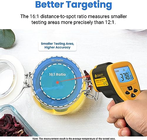 Etekcity Infrared Thermometer Laser Temperature Gun, -58℉~1382℉, D:S 16:1 - color: Yellow D:S 16:1, style: Advanced