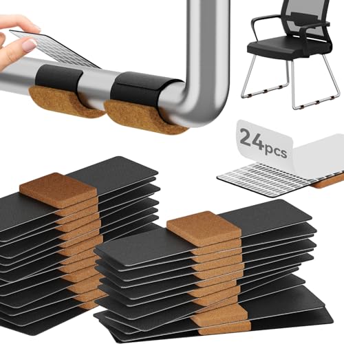 Sled Base Chair Floor Protectors Sled Base Chair Glides Wrap Around Floor Savers,Chair Leg Protectors Furniture Pads,Protect Floors Anti-Scratch Reduce Noise Easy Install (24pcs, Brown Felt Pads) - size: Brown felt pads