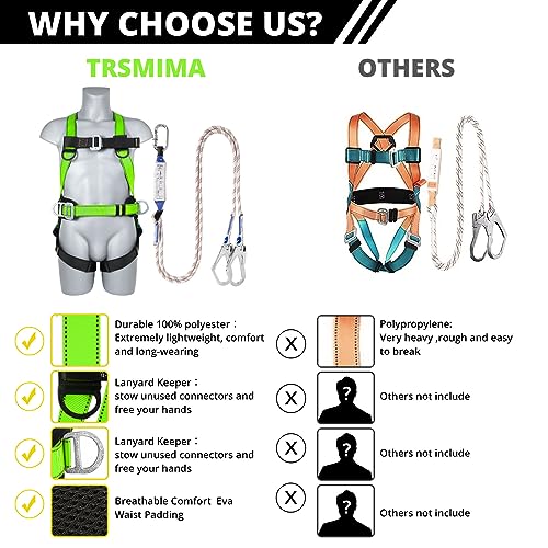 TT TRSMIMA Safety Harness Fall Protection Kit: Roofing Harness for Work - style: Green