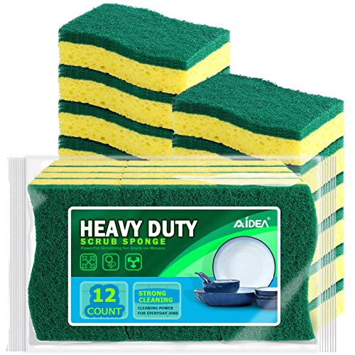 AIDEA Sponges Kitchen-12Count, Heavy Duty Scrub Sponge, Dish Sponges - color: Green