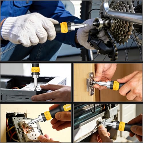 SHARDEN 26-in-1 Ratcheting Screwdriver Set Multi Screwdriver Tool Kit - color: Yellow, size: Ratchet-NonExtendable