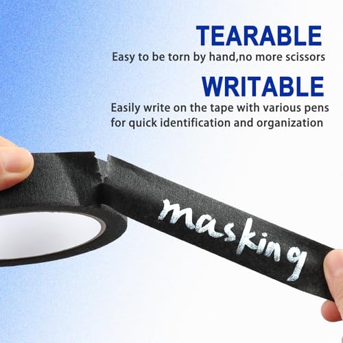 2 Pack Black Painters Tape - Black Masking Tape 1 Inch Wide - Multi-Surface, Smart Adhesion, Indoor & Outdoor - Paint Tape for DIY, Labeling, Art, Car, General Purpose - 180FT Total - color: Black