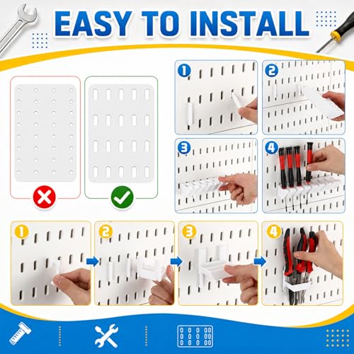 Novabright 6 Pcs 2 Style Pegboard Screwdriver Holders Plastic Pegboard Plier Holders Peg Board Screwdriver Household Tools Organizer Racks for Kitchen, Workbench, Garages, Shops, Hanging Plier(White) - color: White
