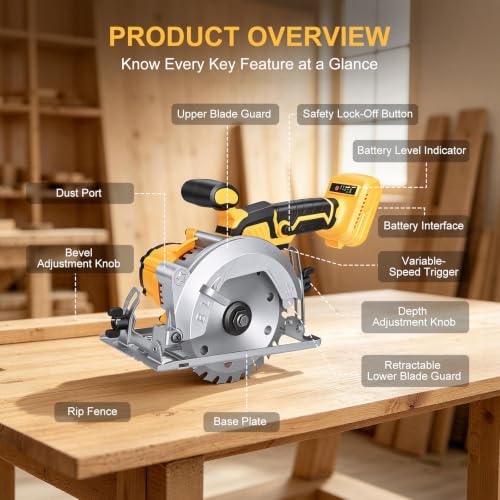 5.5-Inch Cordless Circular Saw Compatible with DeWalt 20V Battery