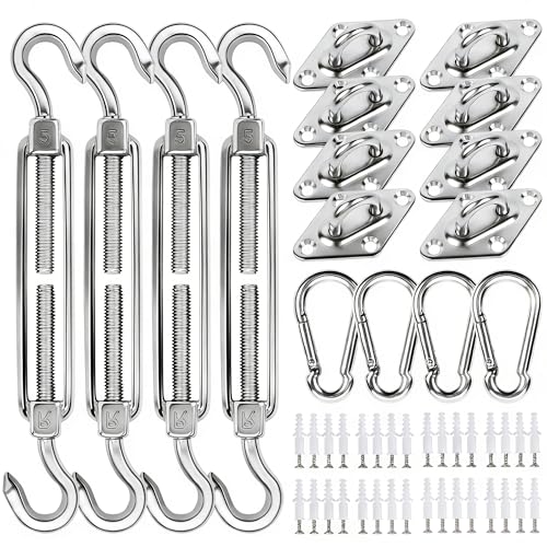 yofit Shade Sail Hardware Kit 5 inch for Triangle Rectangle Sun Shade Sail Installation, 304 Grade Stainless for Garden Outdoors, 80 Pcs - size: 5 inch 80 pcs