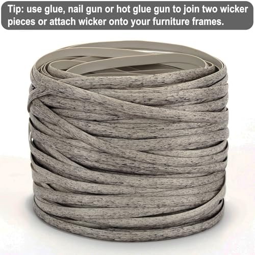 Lahpivieh 130 Ft Wicker Repair Kit, Plastic Wicker Material, Faux Rattan Replacement Supplies for Patio Furniture Sofa Chair Repair (Mottled Grey) - color: Mottled Grey, size: 0.55 Lbs