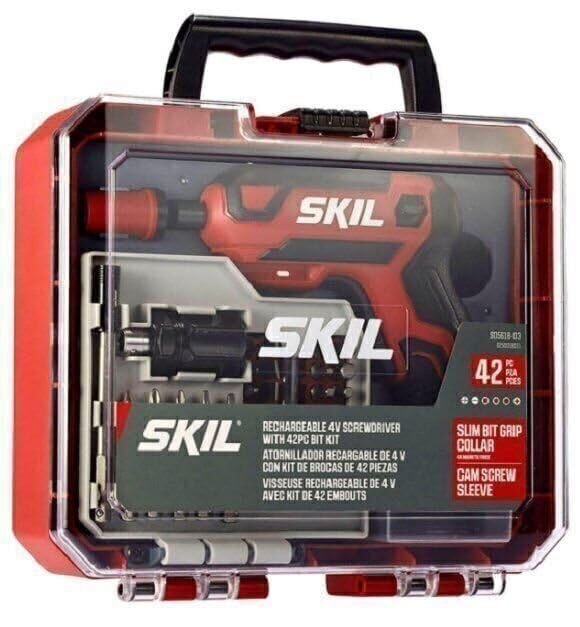 SKIL Rechargeable 4V Cordless Pistol Grip Screwdriver with 42pcs Bit Set, USB Charger and Carrying Case - SD5618-03 - style: 4V Pistol Grip Screwdriver_42pc Set