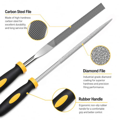 13PC Needle File Set,Small File Set,Needle Files for Metal File Set - color: 13PCS Needle File (Black+Yellow)